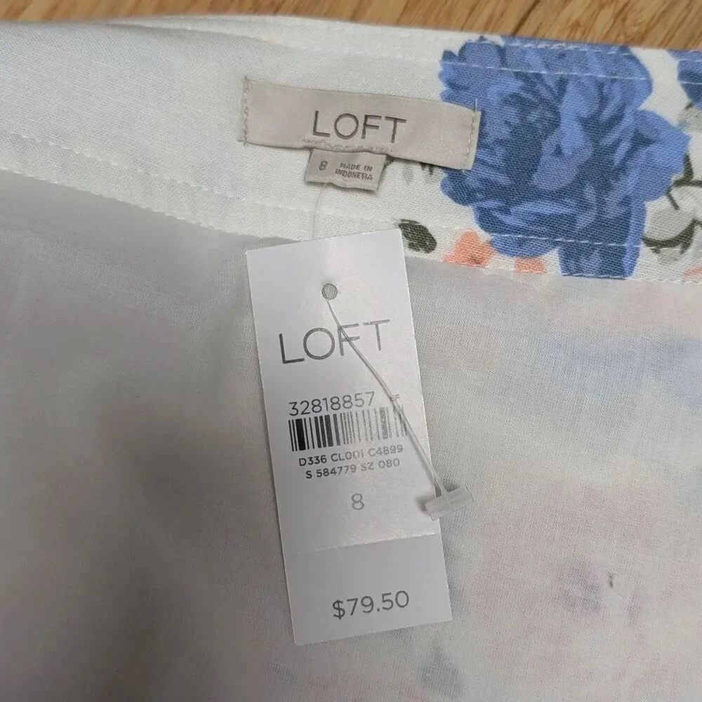 LOFT Floral Tie Belted Maxi Wrap Skirt Cotton Blend Size 8 NWT